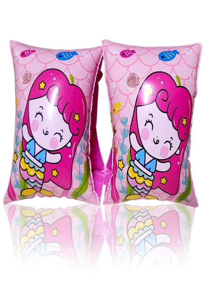 DAYANIDHI Children’s Swimming Armbands PVC Swim Ring Summer Digo Animal Patterns Arm Floaties Inflatable Swim arm Bands Rings Tube Armlets for Boys/Girls/Kids Swimming Floats (Girl Pink, Pack of 1) - Image 2